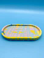 Ablage Oval Gelb Lila Blau Splash - Handgemacht Designer Deko Schale WichtigeDinge