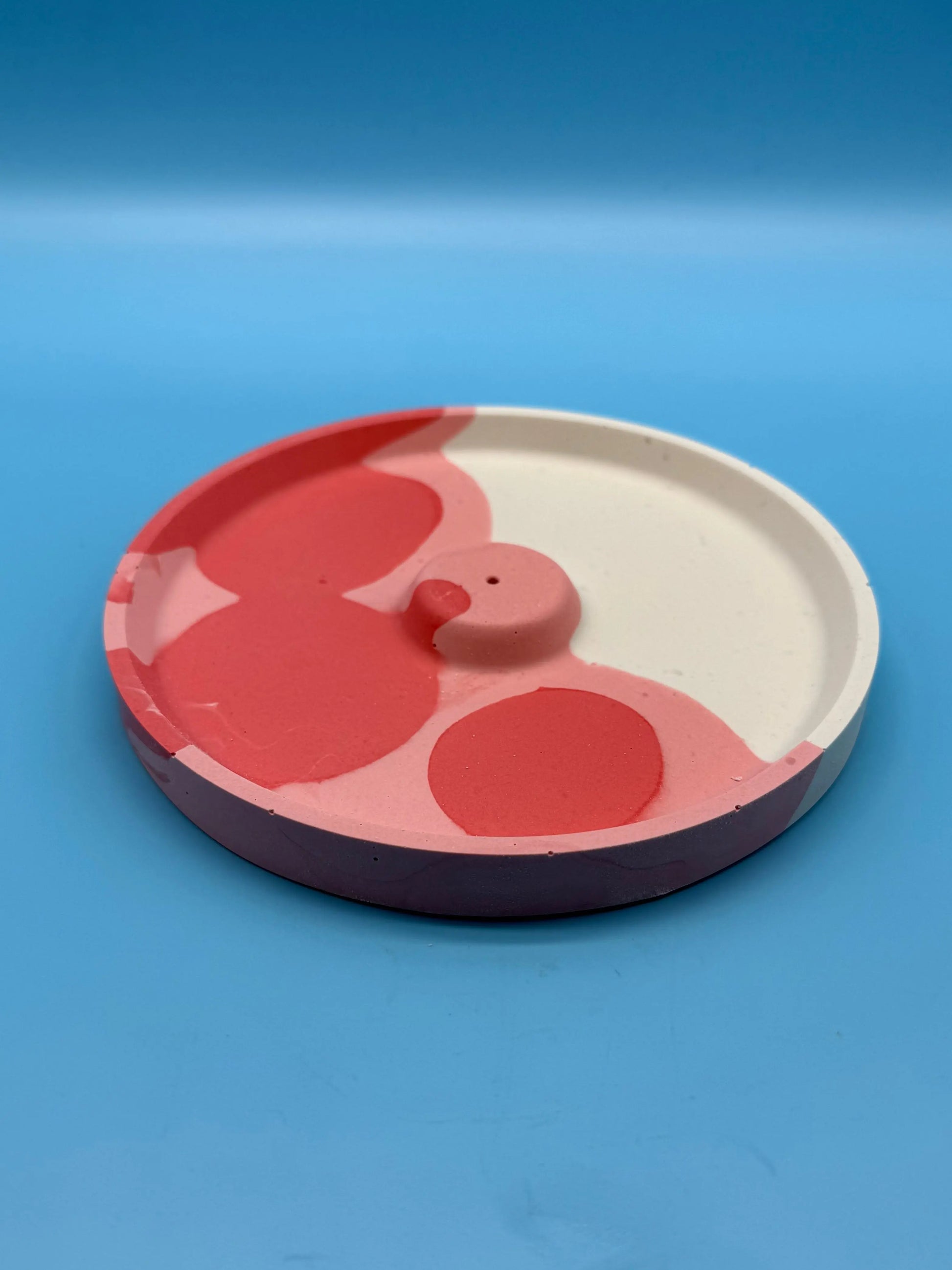 Räucherstäbchenhalter rund rot rosa - Handgemachte Designer Deko WichtigeDinge