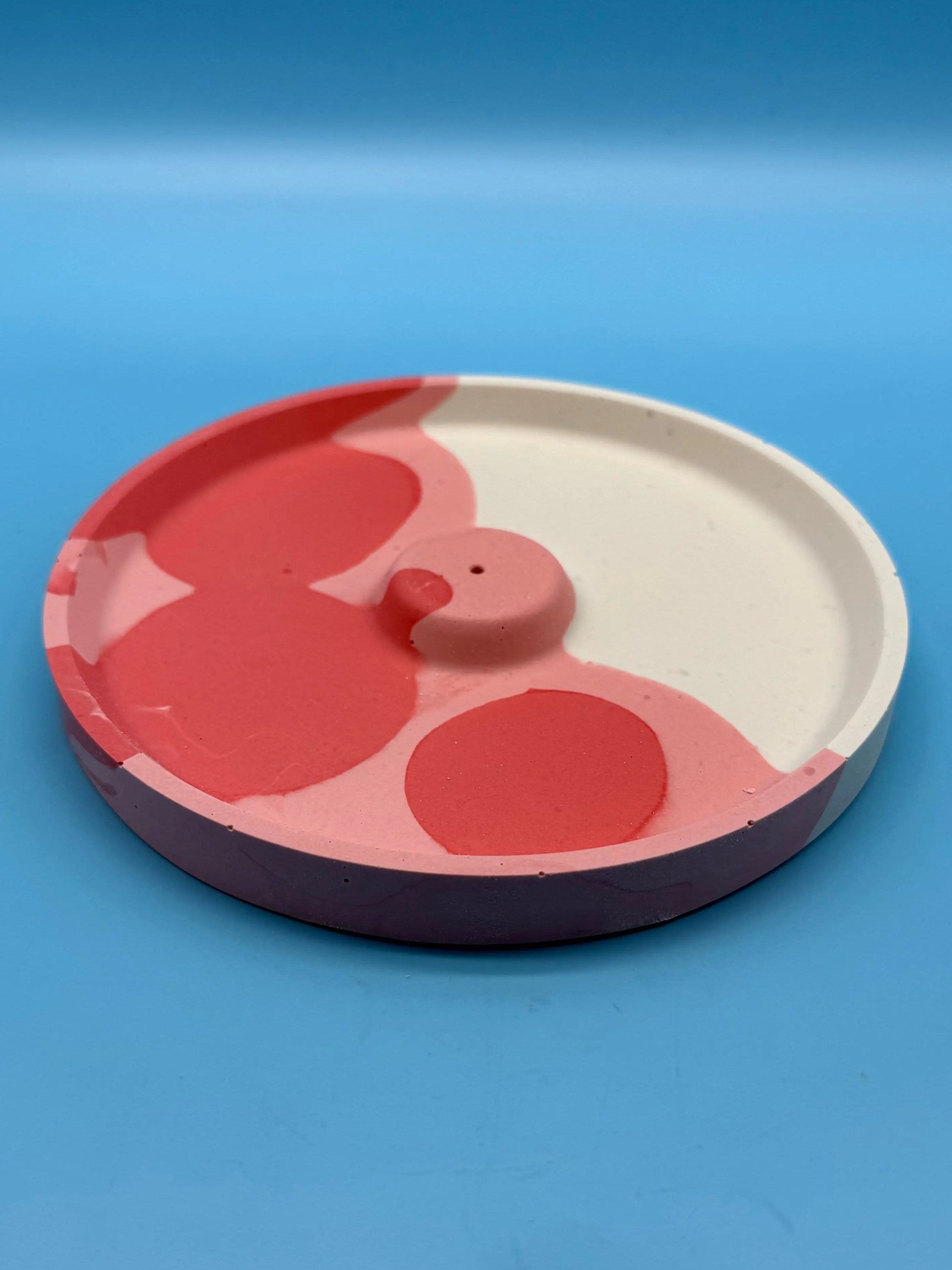 Räucherstäbchenhalter rund rot rosa - Handgemachte Designer Deko WichtigeDinge