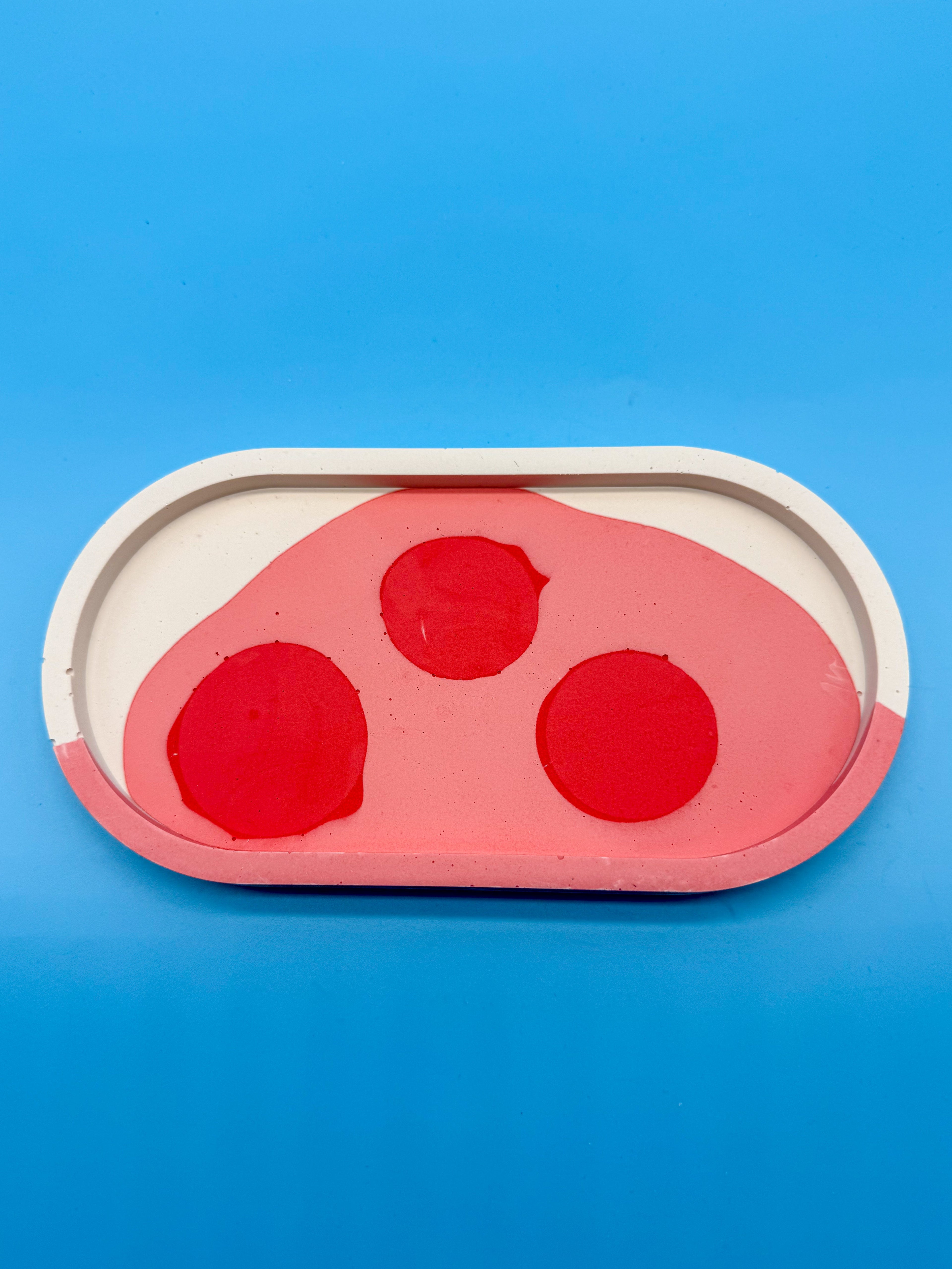 Ablage Oval Rosa mit roten Punkten - Handgemacht Designer Deko WichtigeDinge