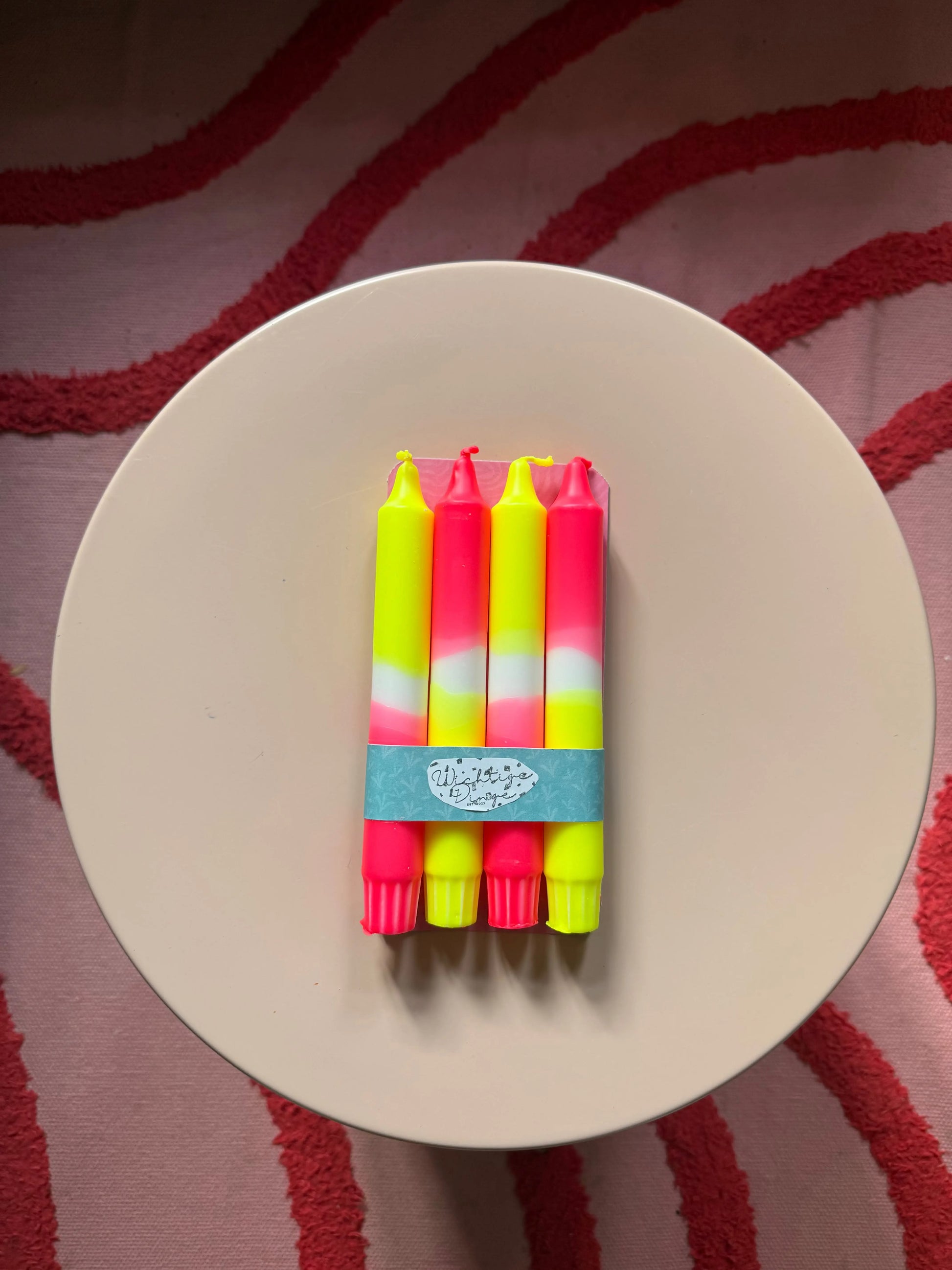 Neon Dip Dye Kerzen 4er Set Pink & Gelb - Handgefärbt Premium Dekoration WichtigeDinge