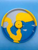 Räucherstäbchenhalter rund blau gelb gestreift - Handgemachte Designer Deko WichtigeDinge