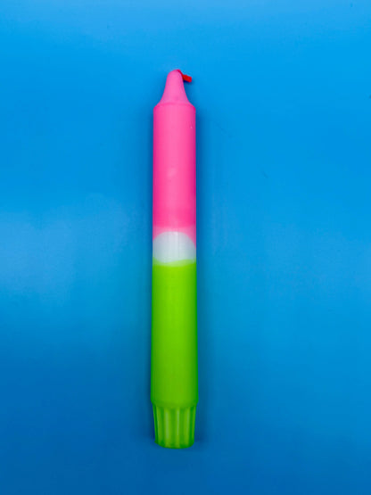 Handgefärbte Dip Dye Kerzen Neon Pink & Grün - Einzeln oder 4er Set Mein Shop