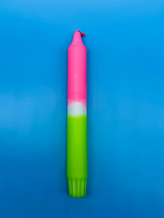 Handgefärbte Dip Dye Kerzen Neon Pink & Grün - Einzeln oder 4er Set Mein Shop