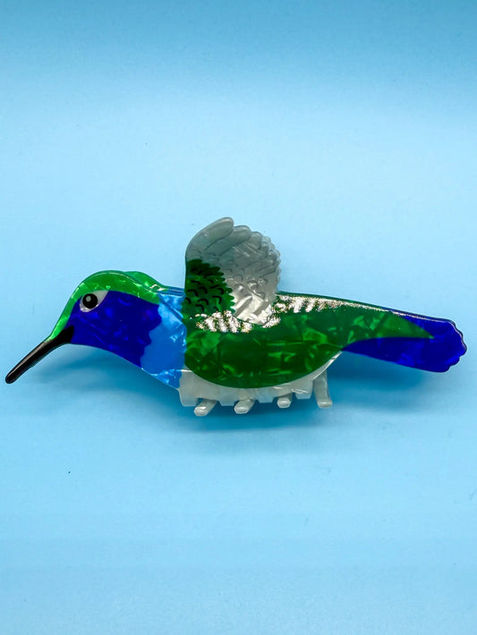 Lebendige Haarspange mit grünem Kolibri-Motiv Mein Shop