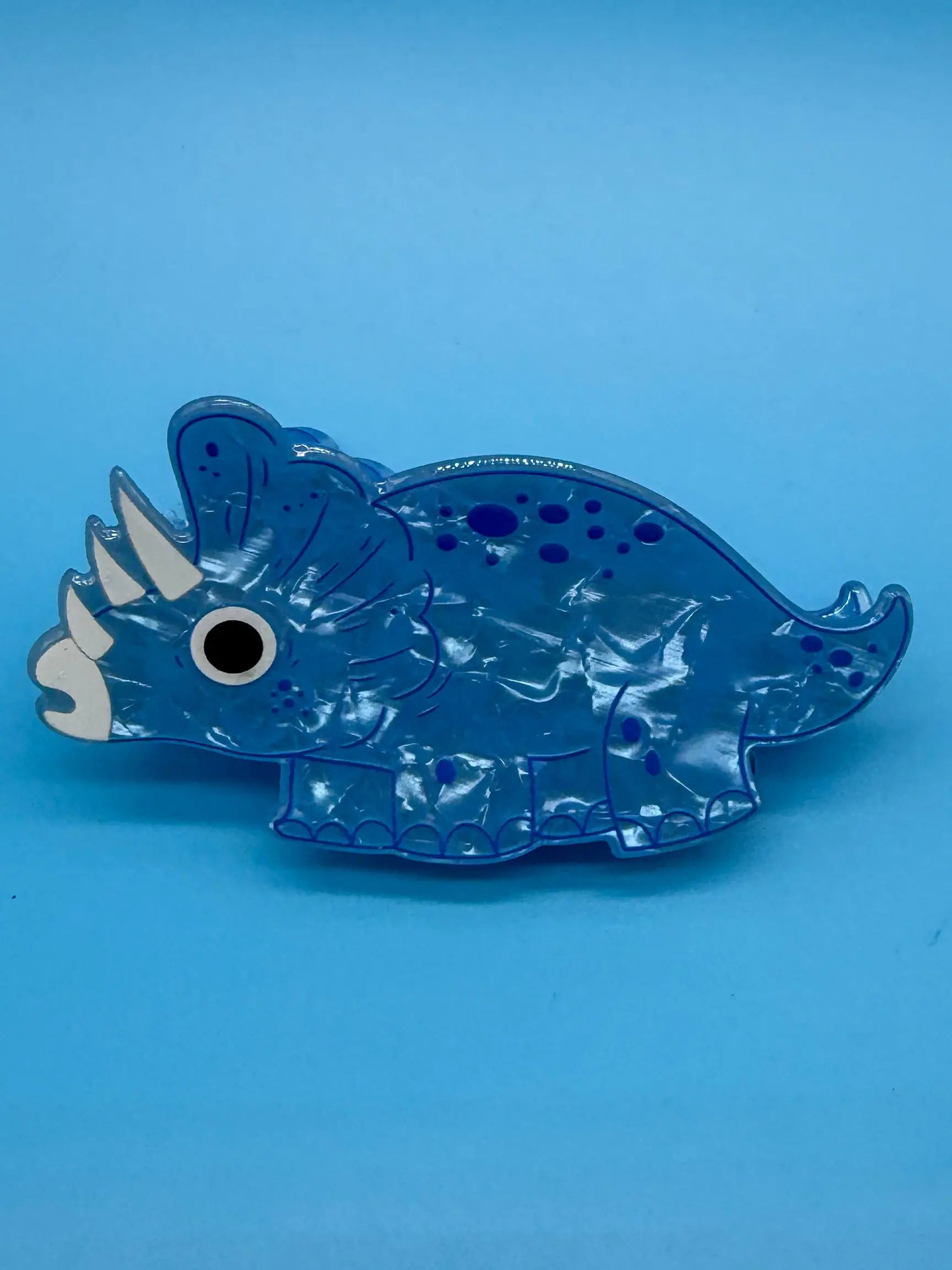 Majestätische Dino Haarspange Triceratops in blau - für echte Dinosaurier-Abenteurer! Mein Shop