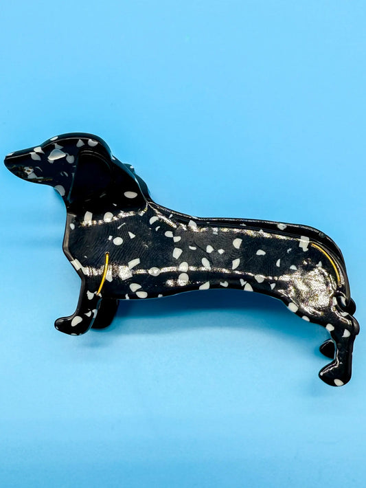Haarspange Hund Tigerdackel schwarz - Elegantes Haaraccessoire mit Tigerstreifen Mein Shop
