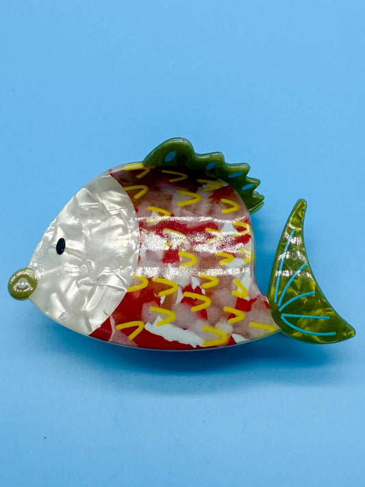 Natürliche Haarspange mit grünem Fisch-Motiv Mein Shop