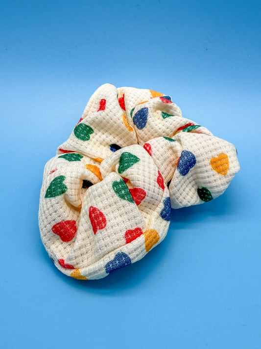 Gepunktetes Scrunchie Weiß mit bunten Punkten - Fröhlicher Polka Dot Haargummi (Kopie) Mein Shop