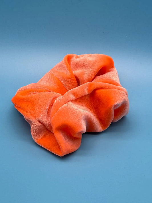 Samtiges Scrunchie Neon Orange - Luxuriöser Haargummi in leuchtender Signalfarbe Mein Shop
