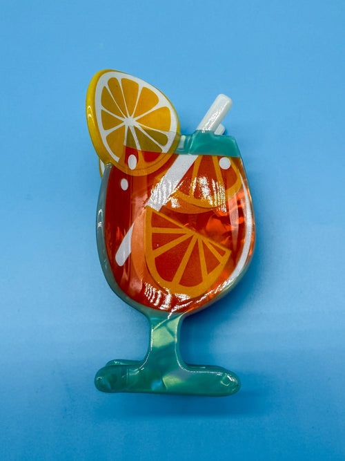 Elegante Haarklammer mit Aperol Spritz - Cocktail Haarschmuck Mein Shop