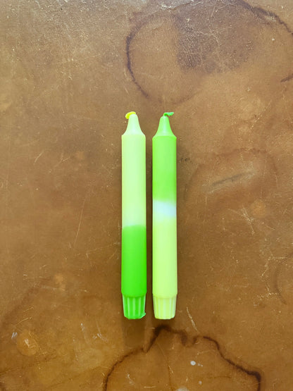 Handgefärbte Dip Dye Kerzen Grün Neongelb - Frische Energie Mein Shop