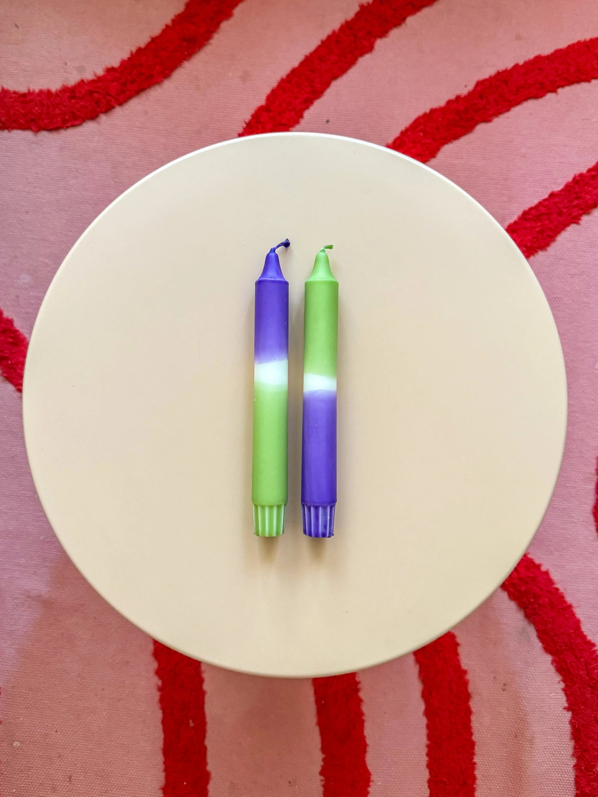 Handgefärbte Dip Dye Kerzen Lila Grün - Bloom & Lime Mein Shop