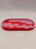 Jesmonite Ablage oval – Rosa Rot Wellen