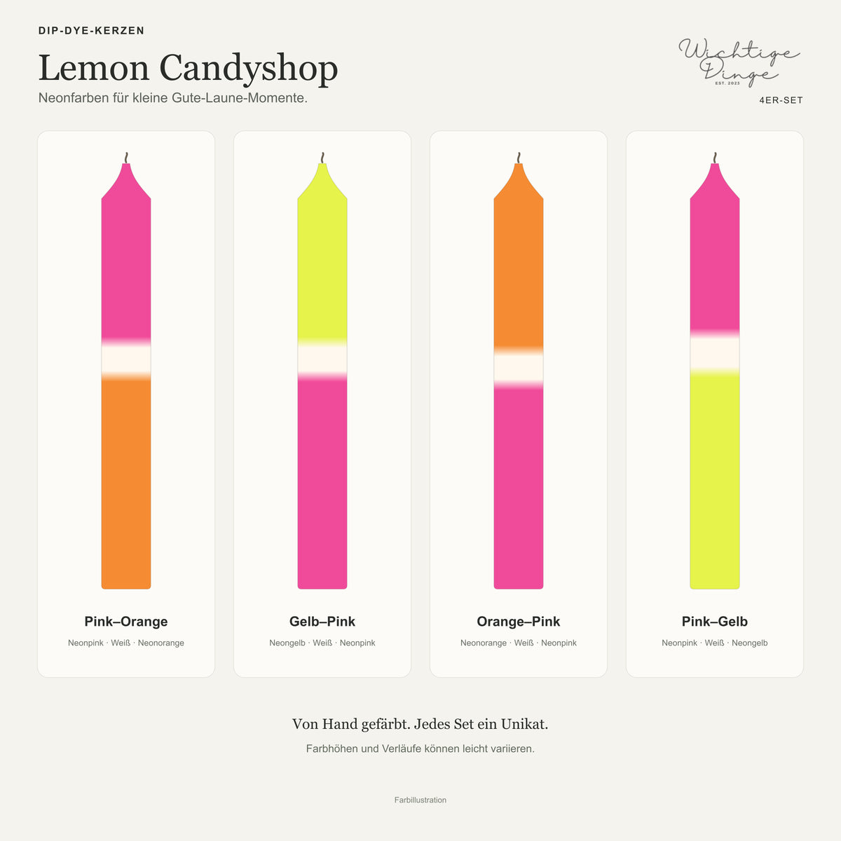 Dip Dye Kerzen 4er Set – Lemon Candyshop