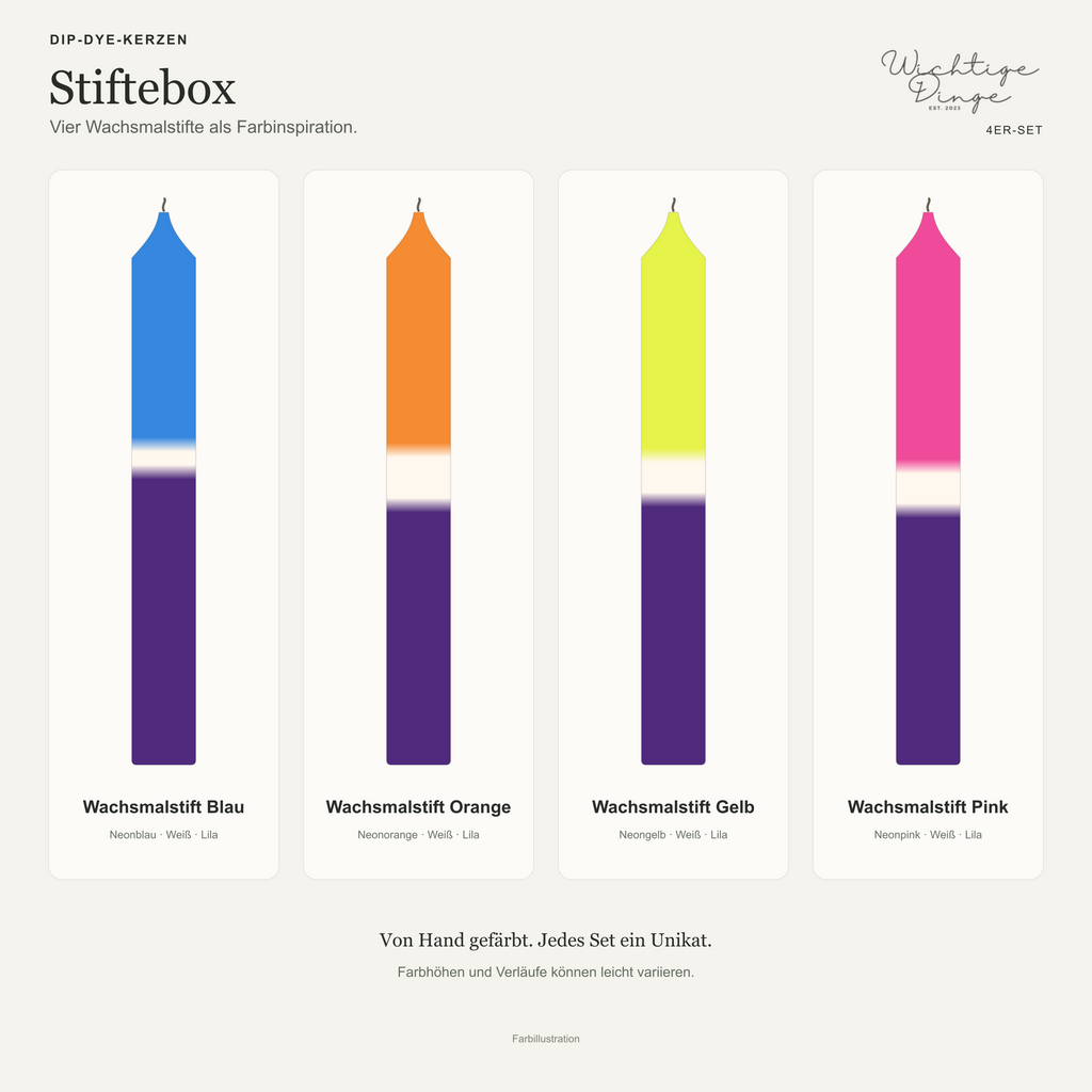 Dip Dye Kerzen 4er Set – Stiftebox