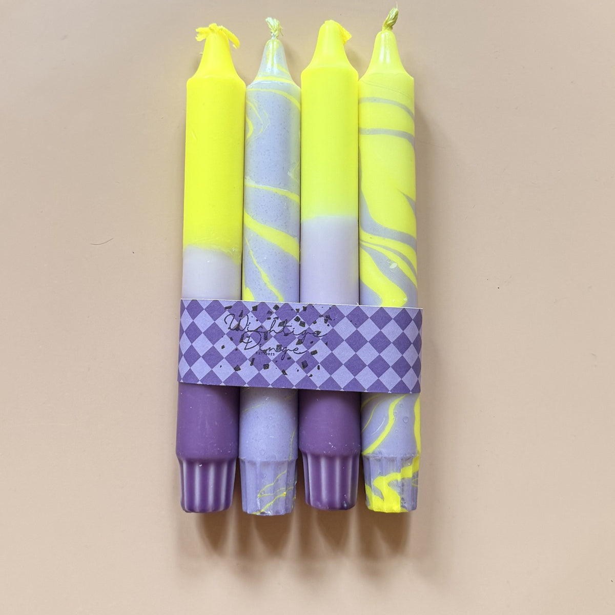 Dip Dye Kerzen 4er Set – Electric Sunset von WichtigeDinge