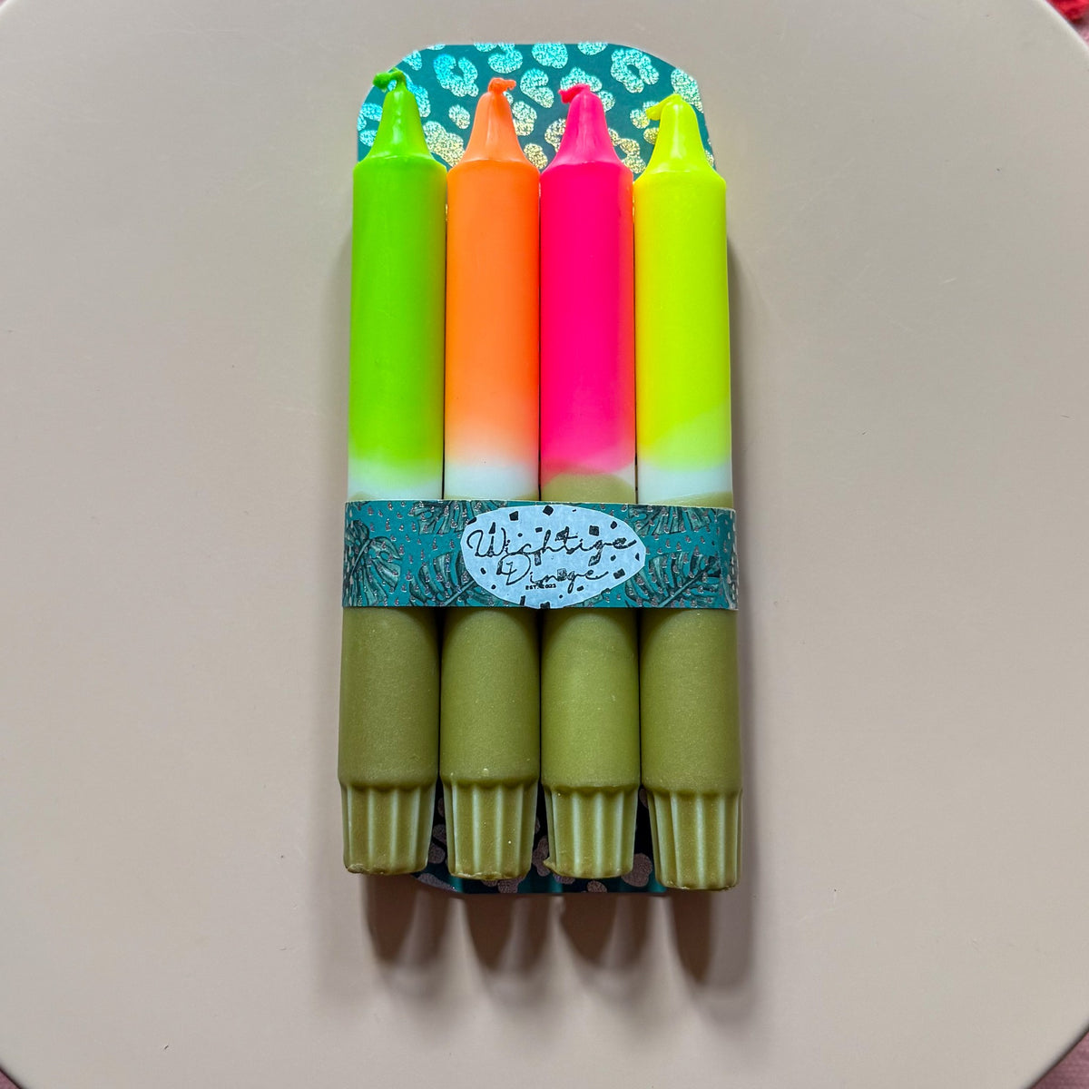 Dip Dye Kerzen 4er Set – Golden Neon Glow von WichtigeDinge