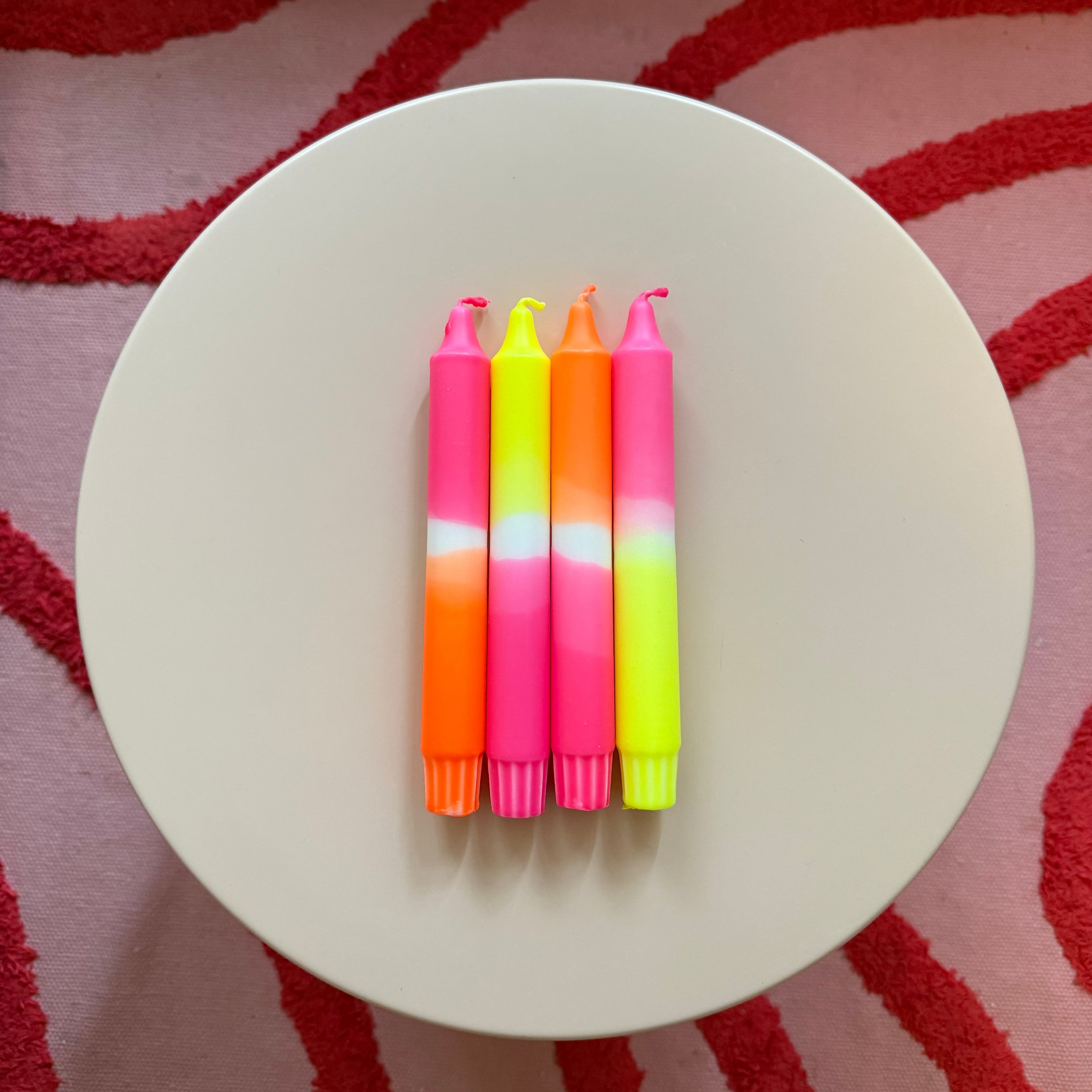 Dip Dye Kerzen 4er Set Lemon Candyshop Neon Gelb Orange Pink