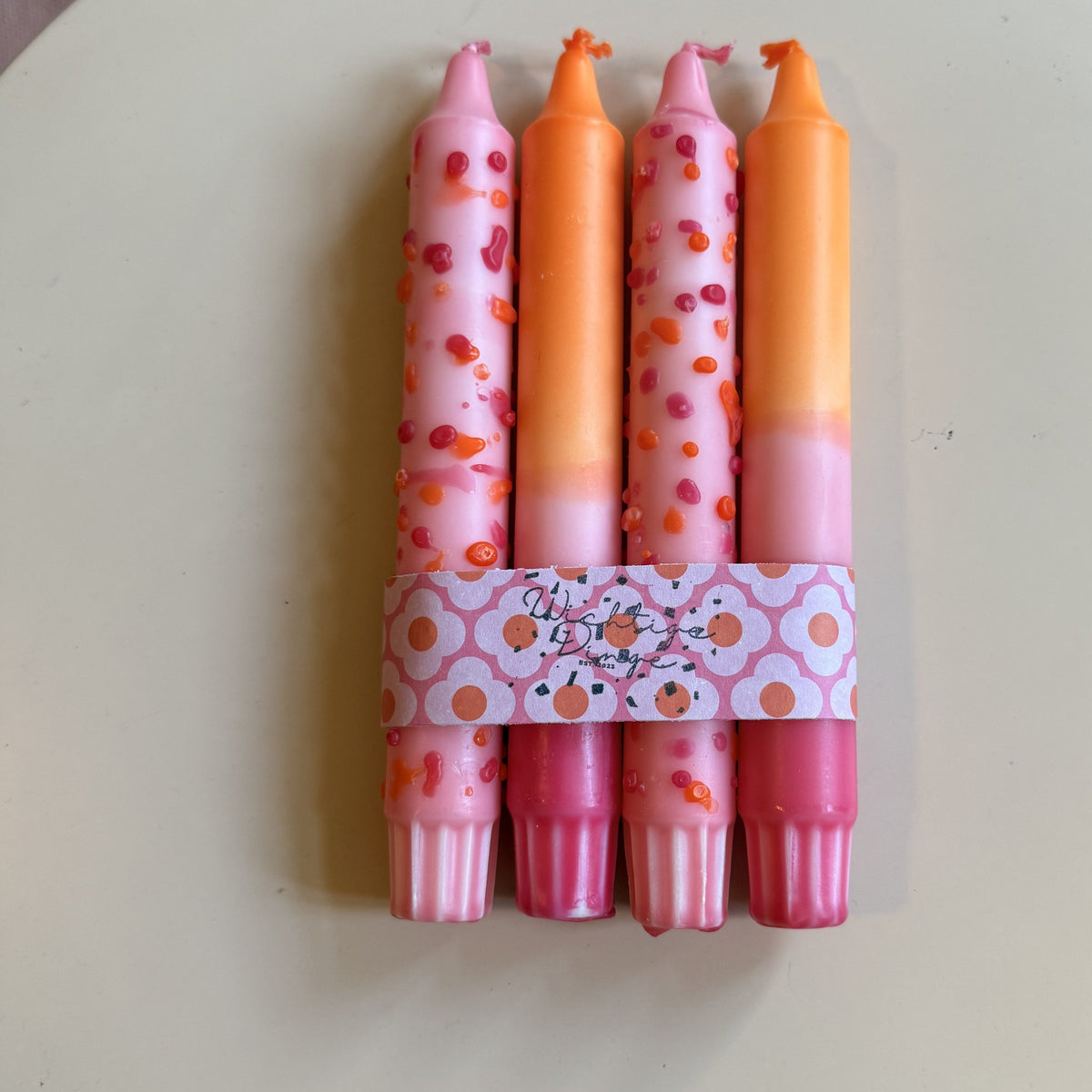 Dip Dye Kerzen 4er Set – Peachy Pop von WichtigeDinge