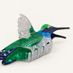 Haarklammer – Blauer Kolibri – Ansicht 2 · freigestellt auf neutralem Hintergrund