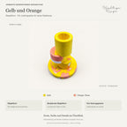 Jesmonite Kerzenständer Designstudie – Jesmonite Kerzenständer Stapelform – Gelb und Orange