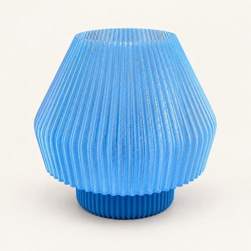 3D-Druck LED-Teelicht-Lampe – Blauer Schirm & blauer Fuß – Produktfoto 1 · neutraler Hintergrund