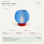 Lampen Designstudie – 3D-Druck LED-Teelicht-Lampe – Blauer runder Schirm & roter Fuß
