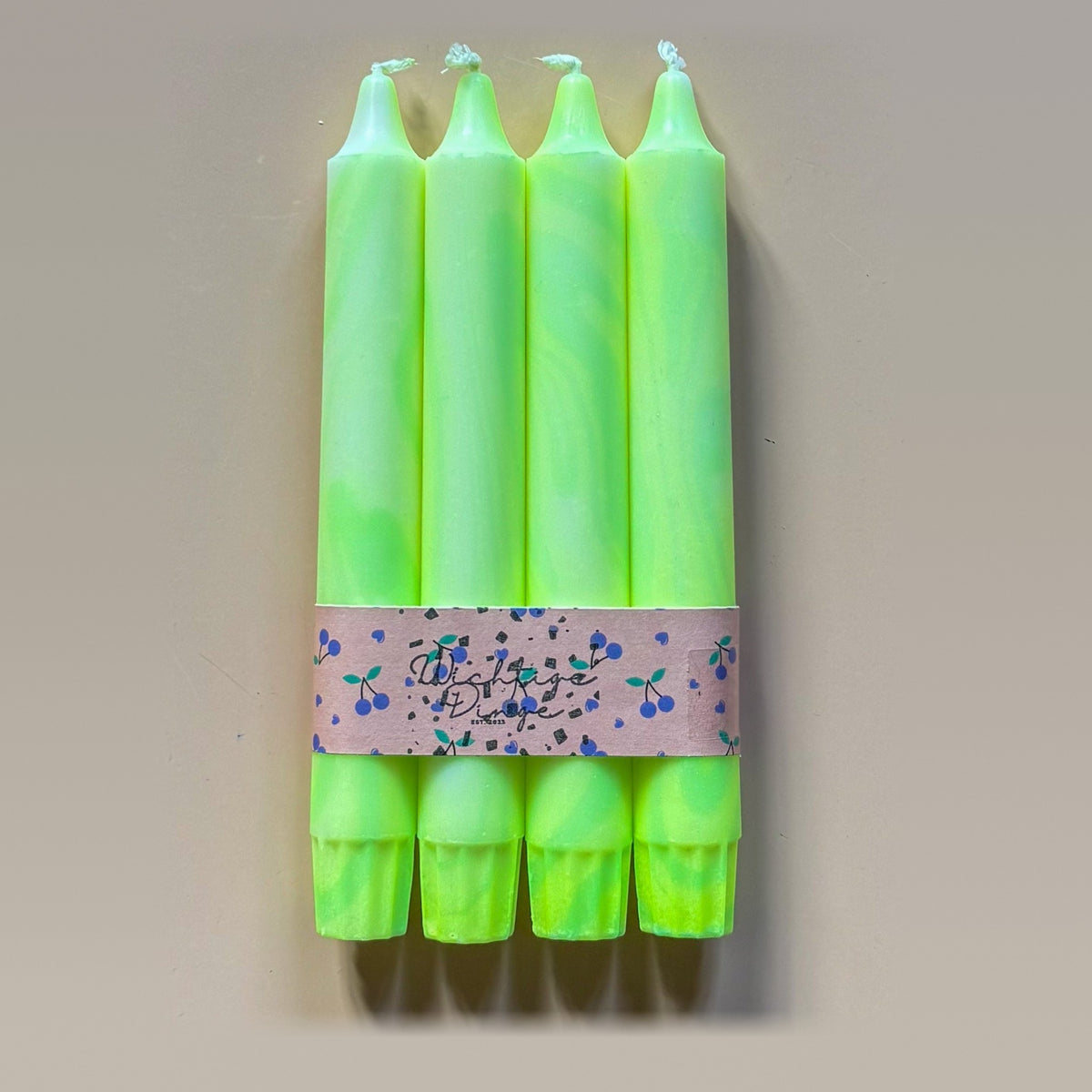 Marmorierte Kerzen 4er Set – Lime Shock von WichtigeDinge