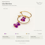 Ohrringe Designstudie – Ohrring rund mit lila Bärchen · Farben, Form und Details