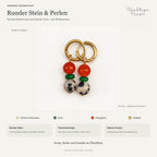 Ohrringe Designstudie – Ohrring mit rundem Stein und Perlen · Farben, Form und Details