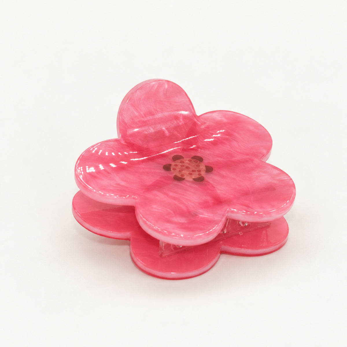 Haarklammer – Rosa Blume – Ansicht 3 · freigestellt auf neutralem Hintergrund