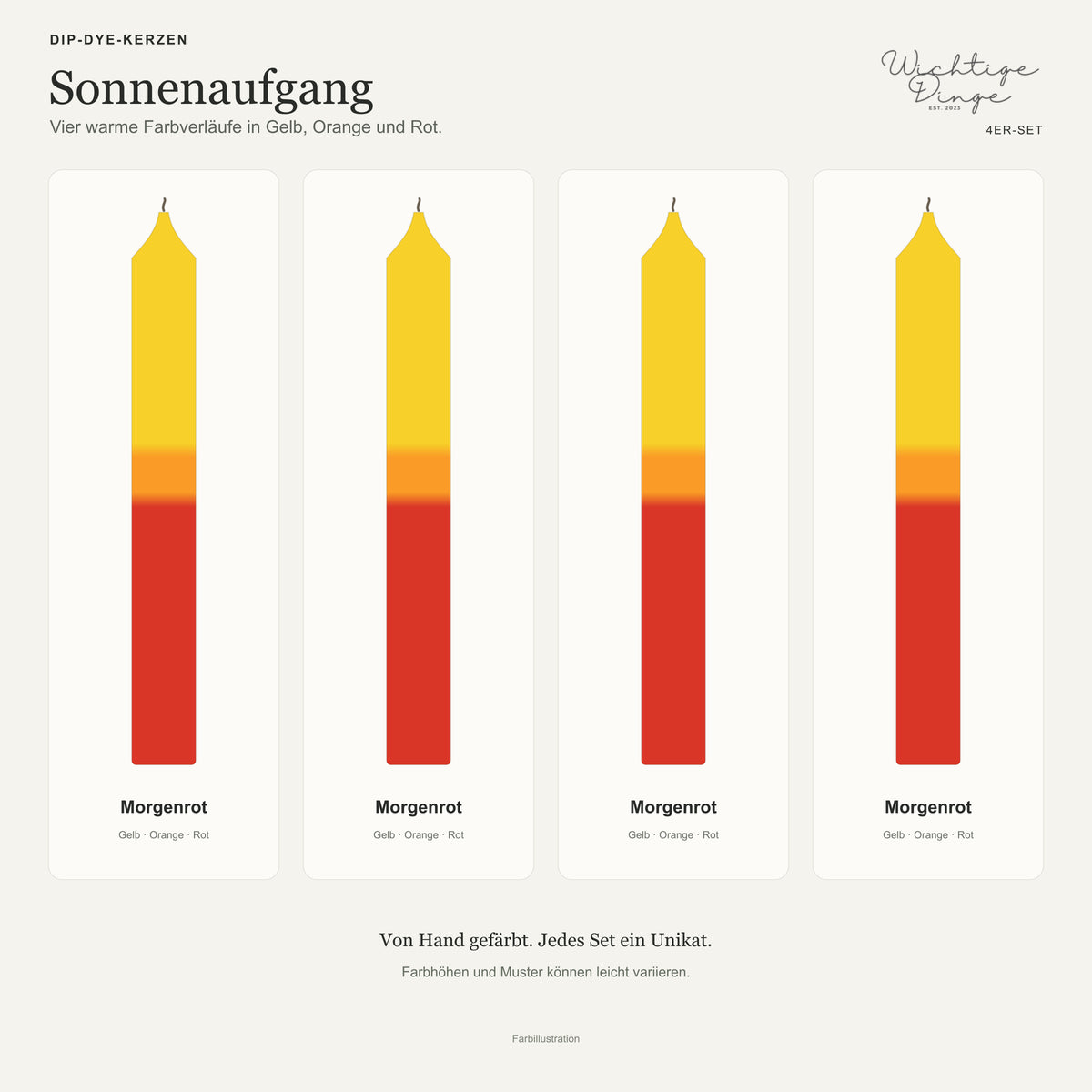Sonnenaufgang – Kundenübersicht: Morgenrot, Morgenrot, Morgenrot, Morgenrot; Reihenfolge wie im Hauptfoto