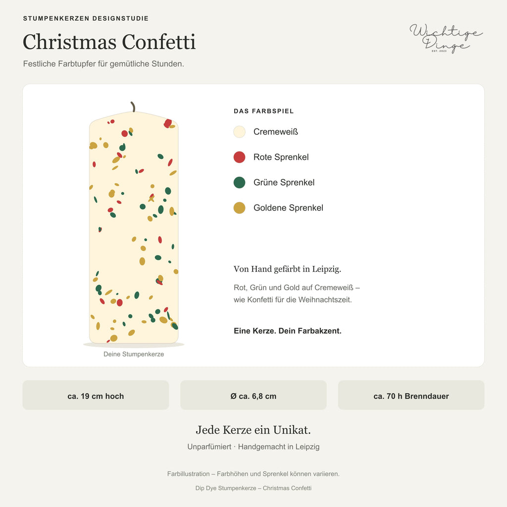 Dip Dye Stumpenkerzen 4er Set – Christmas Confetti – Stimmungsbild