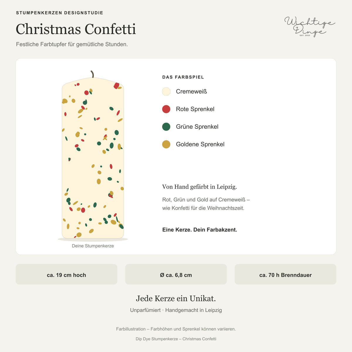 Dip Dye Stumpenkerzen 4er Set – Christmas Confetti – Stimmungsbild