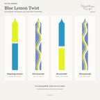 Blue Lemon Twist – Designübersicht: Regenbogenbonbon, Zitronenstrudel, Zitronenwolke und Zitronenstrudel