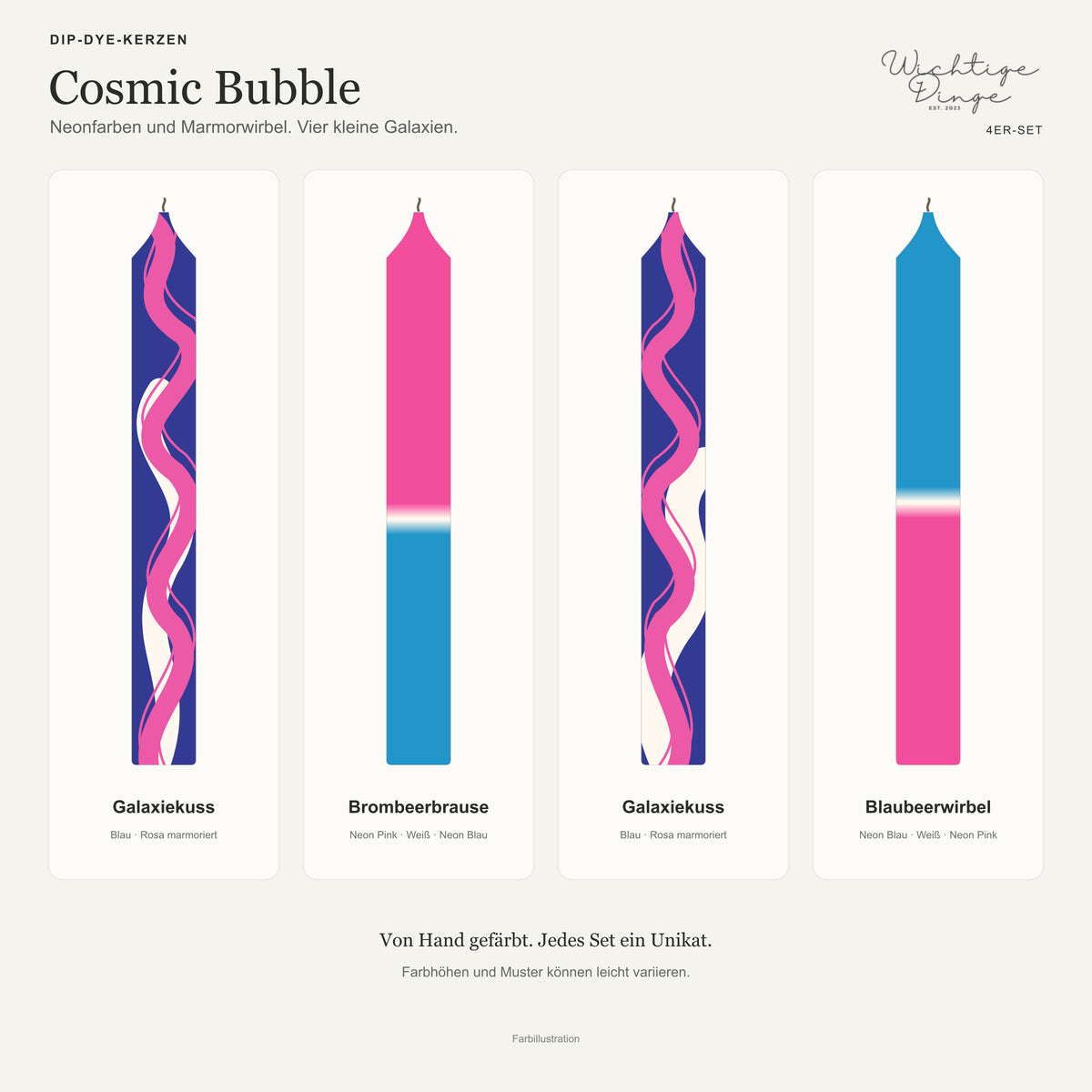 Cosmic Bubble – Galaxiekuss, Brombeerbrause, Galaxiekuss und Blaubeerwirbel