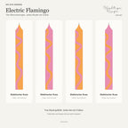 Electric Flamingo – Übersicht der vier handgefärbten Kerzen mit ihren Namen