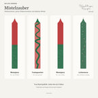 Mistelzauber – Farbillustration mit Logo: Mistelglanz, Festtagswirbel, Mistelglanz und Lichtertanne